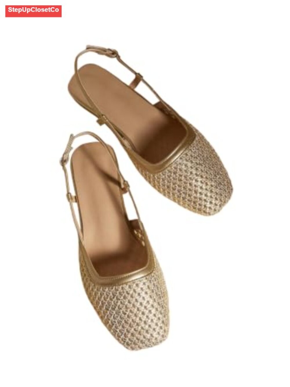 Faux Leather Slingback Flats Square Toe Slide Sandals Casual Beach